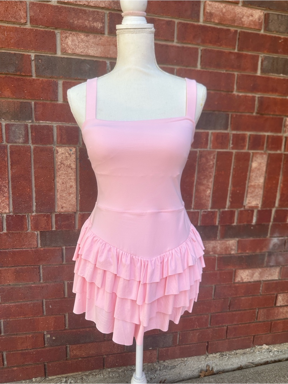 JoyLab Light Pink Ruffled Slip Dress Romper